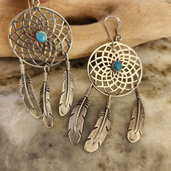 Sterling silver and turquoise earrings - Picture 8 of 8